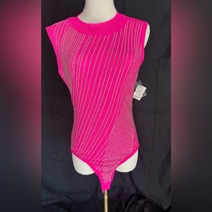 AKIRA Neon Pink rhinestone Bodysuit